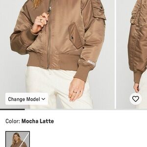 Fabletics Mocha Latte Bomber Jacket